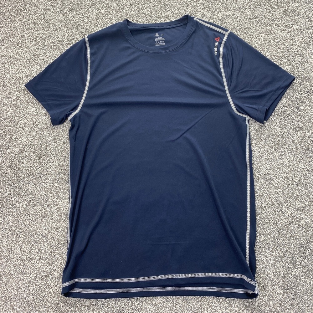 Reebok Shirt Mens M Blue Performance Lightweight Athletic Active Gym Run Stretch